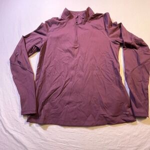 Mondetta Women's Purple Striped Quarter Zip Athletic Pullover Top Size M NWOT